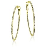 18k Gold over Silver 50mm Inside Out CZ Hoop Earrings