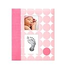 Pearhead Modern Dots Babybook with Clean Touch Ink Pad Included, Pink