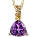 Stylish Elegance 0.79 cts Trillion Cut Amethyst Diamond Pendant 14Kt Yellow Gold