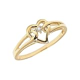 10K Yellow Gold Diamond Heart Ring
