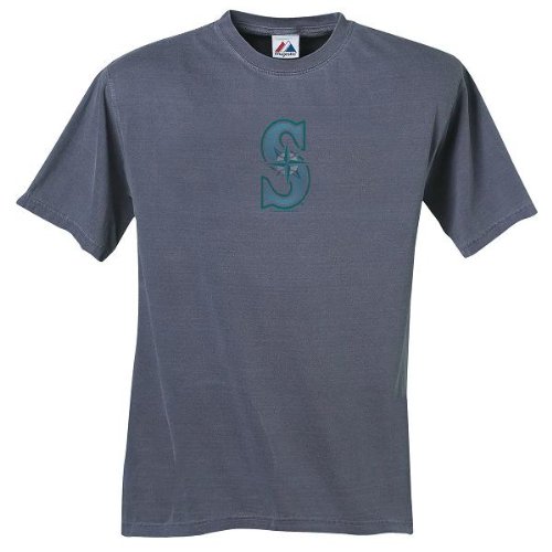MLB Seattle Mariners Adult Short Sleeve Pigment Dye Tee (Pigment Denim, Small)