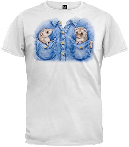 Pocket Ferret White T-Shirt - Small