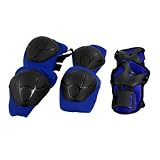 Como Child Skating Knee Elbow Wrist Protective Guard Pad Set Blue Black