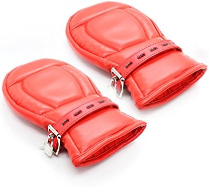 Lockable Padded Bondage Mitts Red