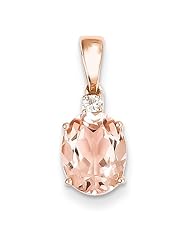 14k Rose Gold Morganite & Diamond Pendant