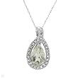 Necklace With 2.10ctw Precious Stones - Genuine Amethyst and Diamonds Made in White Gold Length 18in