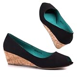 Produkt-Bild: Damen Schuhe, PUMPS, PEEP TOE KEIL WEDGES TEXTIL BOOTS, 10697, Textil