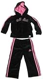Adidas Girls 2T-4T Black & Pink Velour Jog Set
