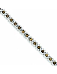 Genuine .925 Sterling Silver Smokey Quartz Bracelet 17.3 Grams . 100% Satisfaction Guaranteed.