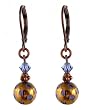 Earrings - E275 - Crystal and Copper Plated Polka Dot Glass Beads ~ Tanzanite (Purple Blue)