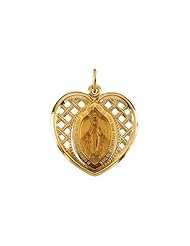 14K Gold Miraculous Medals 3/4 inch x 3/4 inch