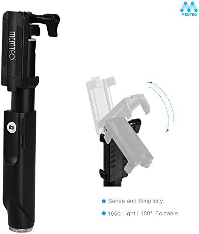 MEMTEQ® Extendable Selfie Stick, Cell Phone Tripod, Monopod Stick for iPhone 6 / 6 plus / 5 5s 5c, Android, Smart Phones / Sports Cameras / GoPro - Black, Bluetooth Wireless Remote Shutter