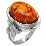 Baltic Honey Amber and Sterling Silver Classic Ring Sizes 5,6,7,8,9,10,11,12