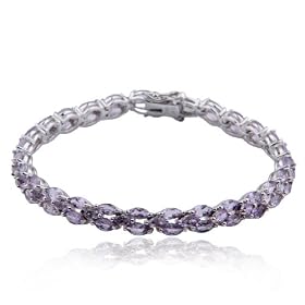SS Platinum Plated Genuine Amethyst 7.25 Bracelet by Aesthetic Jewels