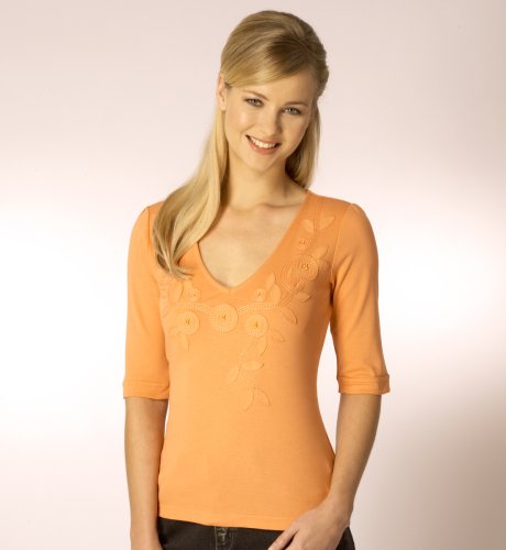 Per Una 3/4 Sleeve Circle Vine Pattern Top clothing