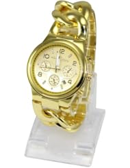 Unisex Luxury Quartz Analog Super Sports Watch Wristwatch Stainless Steel Top New Gold