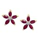 14k Yellow Gold Ruby Flower Earrings