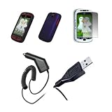 T-Mobile myTouch 3G Slide - Purple Rubberized Snap-On Cover Hard Case Cell Phone Protector + Crystal Clear Screen Protector + Rapid Car Charger + USB Data Charge Sync Cable for T-Mobile myTouch 3G Slide