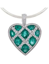 Emerald and Diamond Necklace in 18kt White Gold