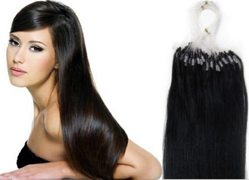 22 Inch loop micro Remy Human Hair Extensions 50 Grams 100s ,#1-2 jet black