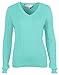 Bahama Blue Women's Cotton Cable Knit V-Neck Sweater