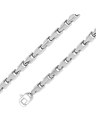 14K Solid White Gold Hip Hop Bullet Chain Necklace 6.5mm (1/4") 24"