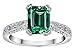 1.55 cttw 14k white gold plated silver Solitaire engagement Ring with Emerald Cut Simulated Emerald and 6 genuine diamonds - Gold Plated Silver