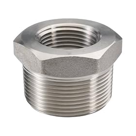 Stainless Steel 316/316L Forged 3000 Lb. Pipe Fitting, Bushing 1/2" NPT Male x 1/4 Female