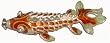 Orange Koi Goldfish Cloisonne Pendant Charm - Flexible Jointed Enameled, Vintage