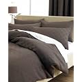 Leona Classic Brown Solid Jacquard Bedding Duvet Quilt Cover Set - King Size