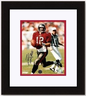 Trent Dilfer Autographed/Hand Signed Tampa Bay Bucs ''Red Jersey'' 8x10 Action Photo - Custom Framed
