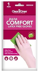 Clean Ones Pure Comfort Latex Free Vinyl Gloves - 6 Pair (Medium)
