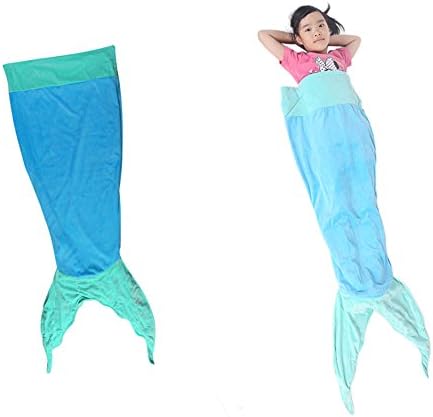 Mermaid Tail Blanket,Ledafei Mermaid Blanket for Children (Ages 3-13),Super Soft Crystal Velvet,Cute Gift(Blue&amp;Green, 56 "x20 ")