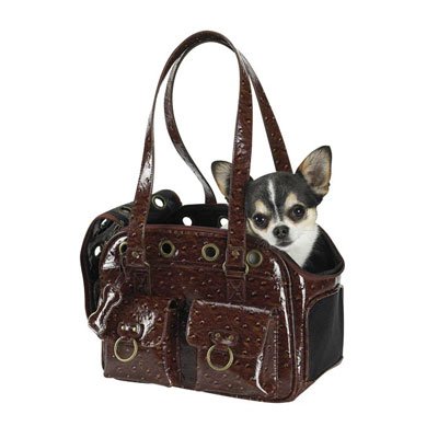 Rich Ostrich Textured Pet Shoulder Carrier - Red Small