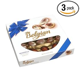 The Belgian Chocolate Group Seashells  Blue Ribbon  Chocolates, 8.8-Ounce Gift Boxes (Pack of 3)