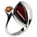 Elegant Collection Honey-Cherry Amber and Sterling Silver Ring