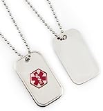 Medical Alert ID Stainless Dog Tag Necklace With Decals