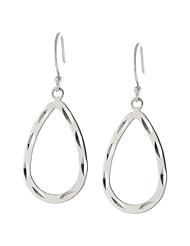 Sterling Silver Diamond-Cut Open Teardrop Earrings