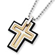 Black and Gold Plated 3 Piece Moveable Stainless Steel Necklace on 22 Inch Bead Chain