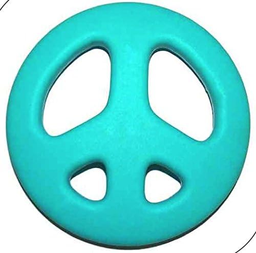 SillyMunk TM Silicone Teething Animal Pendants - Peace Signs (Teal)