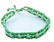 Handmade Friendship Bracelet in Apple Green and White Sky (100% Knotted By Hand)