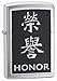 Brushed chrome finish with the Chinese honor symbol along with the word HONOR.