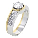 Sterling Silver Gold Cubic Zirconia Ring (size 6,7,8,9)