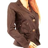 New Sexy Cotton Blazer Button Front Black Coat Top