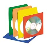 CD/DVD Envelopes with Clear Window, Blue/Green/Orange/Red/Yellow, 50 per Pack