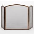 Woodfield Antique Copper and Bronze 3-fold Wrought Iron with Arch Screen for Fireplace