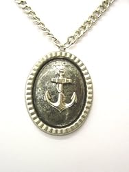 Metal and Stone Anchor Pendant Unisex Rocker Necklace by Gasoline Glamour