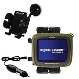 Magellan Crossover GPS 2500T Flexible Auto Windshield Holder with Car Charger - Uses Gomadic TipExchange