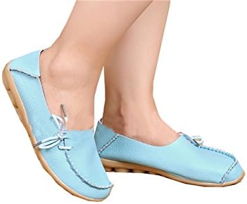 Fidella Women Work Comfort Leather Loafer Flats Pumps blue