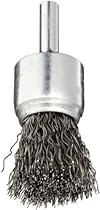 Weiler Wire End Brush, Solid End, Round Shank, Steel, Crimped Wire, 3/4